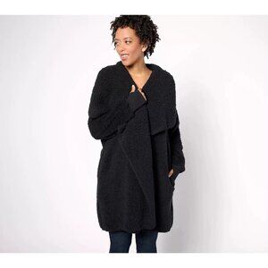 Bumblebella by Jill Martin Regular Sherpa Cascading Cardigan Black 5X A615044